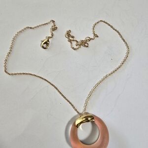 Alexis Bittar Gold and Pink Circle Pendant Necklace